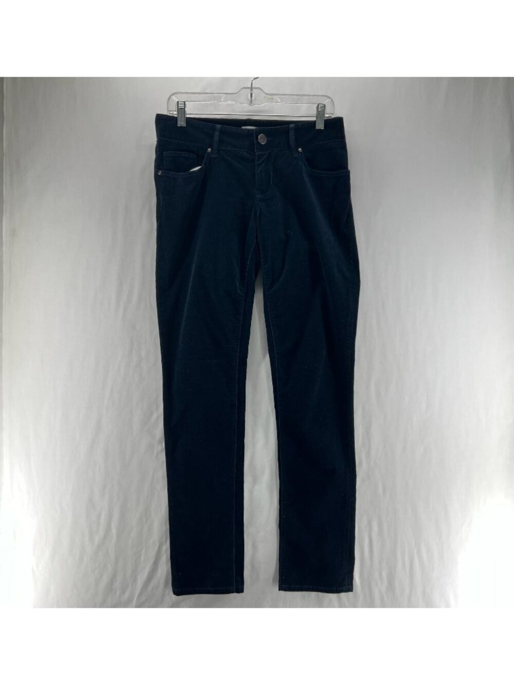Banana Republic Corduroy Pants Womens 6 Stretch Fine Wale Slim Skinny Navy Blue